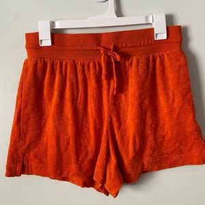 Bright Orange Shorts Women Size Medium Old Navy Soft Towel Material